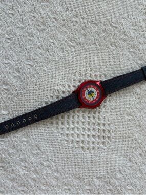 Red Kids' Analog Watch with Denim Strap